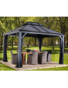 MYKONOS Pavillon i aluminium og stål H306 x B484 x D364 cm - Basaltgrå