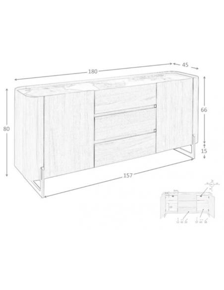 skænk sideboard skuffer træ valnød moderne