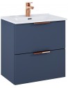 RONJA Komplet badmiljø i MDF og keramik H55,2 x B51,3 cm - Mat marineblå/Blank hvid