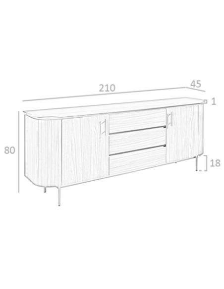 skænk sideboard skuffer træ valnød moderne