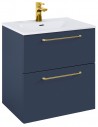 WILMA Komplet badmiljø i MDF og keramik H63,5 x B60 cm - Mat marineblå/Guld