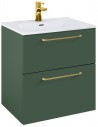 WILMA Komplet badmiljø i MDF og keramik H63,5 x B60 cm - Mat skovgrøn/Guld