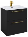 WILMA Komplet badmiljø i MDF og keramik H63,5 x B60 cm - Mat sort/Guld