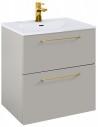 WILMA Komplet badmiljø i MDF og keramik H63,5 x B60 cm - Mat røg/Guld