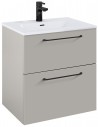 WILMA Komplet badmiljø i MDF og keramik H63,5 x B60 cm - Mat røg/Sort