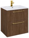 WILMA Komplet badmiljø i MDF og keramik H63,5 x B60 cm - Valnød/Guld