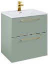 WILMA Komplet badmiljø i MDF og keramik H63,5 x B60 cm - Mat fjordgrøn/Guld