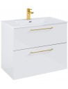 WILMA Komplet badmiljø i MDF og keramik H63,5 x B80 cm - Blank hvid/Guld
