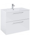 WILMA Komplet badmiljø i MDF og keramik H63,5 x B80 cm - Blank hvid/Krom