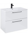 WILMA Komplet badmiljø i MDF og keramik H63,5 x B80 cm - Blank hvid/Sort