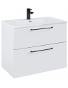 WILMA Komplet badmiljø i MDF og keramik H63,5 x B80 cm - Mat hvid/Sort