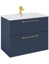 WILMA Komplet badmiljø i MDF og keramik H63,5 x B80 cm - Mat marineblå/Guld