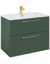 WILMA Komplet badmiljø i MDF og keramik H63,5 x B80 cm - Mat skovgrøn/Guld