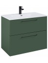 WILMA Komplet badmiljø i MDF og keramik H63,5 x B80 cm - Mat skovgrøn/Sort