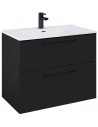 WILMA Komplet badmiljø i MDF og keramik H63,5 x B80 cm - Mat sort/Sort