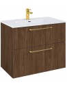 WILMA Komplet badmiljø i MDF og keramik H63,5 x B80 cm - Valnød/Guld