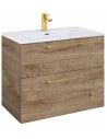 WILMA Komplet badmiljø i MDF og keramik H63,5 x B80 cm - Eg/Guld