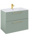 WILMA Komplet badmiljø i MDF og keramik H63,5 x B80 cm - Mat fjordgrøn/Guld