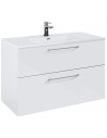 WILMA Komplet badmiljø i MDF og keramik H63,5 x B100 cm - Blank hvid/Krom