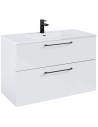 WILMA Komplet badmiljø i MDF og keramik H63,5 x B100 cm - Blank hvid/Sort
