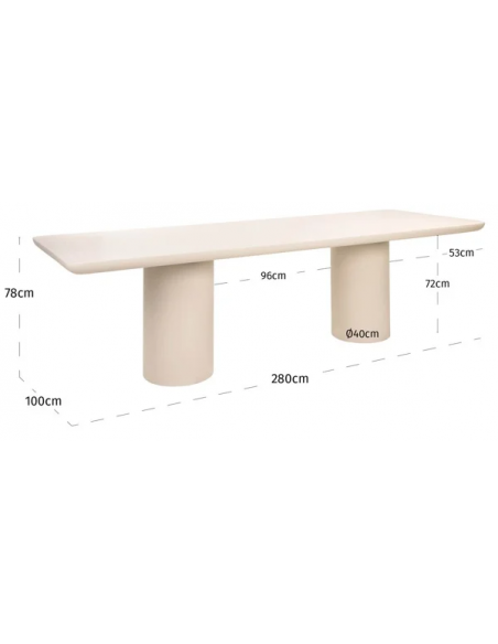 spisebord 280 aflangt beige