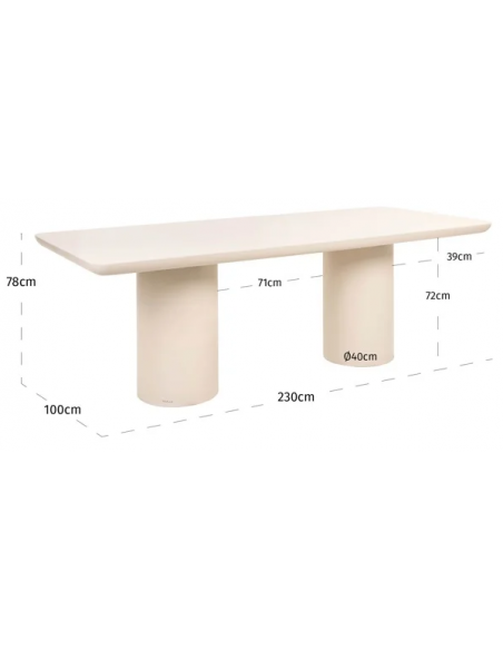 spisebord 230 aflangt beige