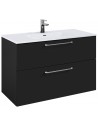 WILMA Komplet badmiljø i MDF og keramik H63,5 x B100 cm - Mat sort/Krom