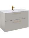 WILMA Komplet badmiljø i MDF og keramik H63,5 x B100 cm - Mat røg/Guld