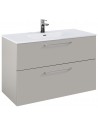WILMA Komplet badmiljø i MDF og keramik H63,5 x B100 cm - Mat røg/Krom