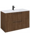 WILMA Komplet badmiljø i MDF og keramik H63,5 x B100 cm - Valnød/Sort