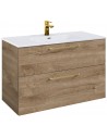 WILMA Komplet badmiljø i MDF og keramik H63,5 x B100 cm - Eg/Guld