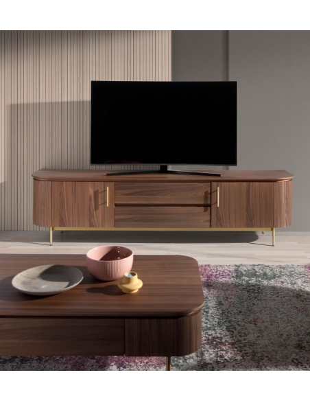 tvbord tv bord skuffer træ valnød moderne