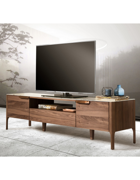 tvbord tv bord skuffer træ valnød moderne