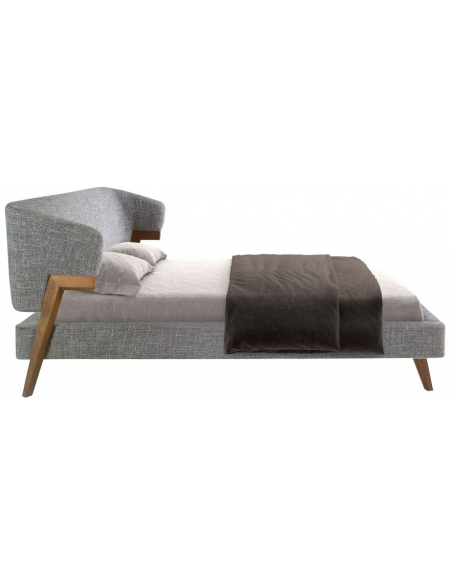 sengeramme sengestel 180x200 træ soveværelse valnød moderne stof grå