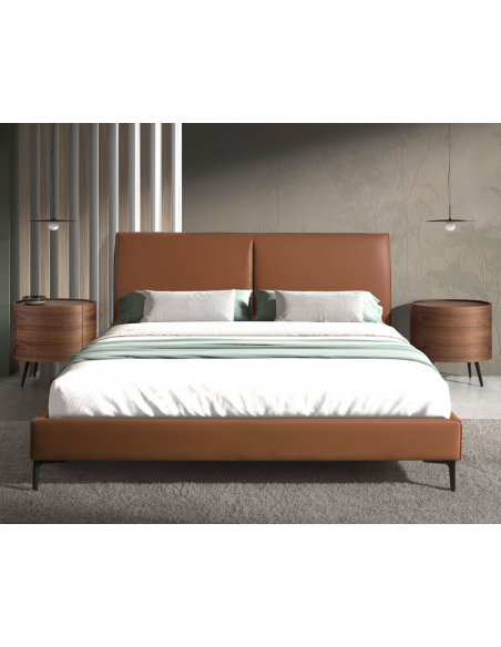 sengeramme sengestel 180x200 soveværelse moderne læder brun