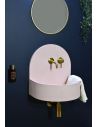 AMBER Vægmonteret 2-huller håndvask i beton m/beslag B44,8 cm - Pink