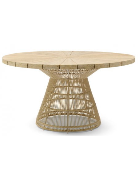 riviera maison rundt havebord teaktræ teak træ rattan flet havemøbler