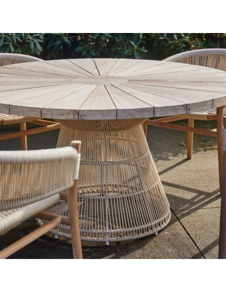 riviera maison rundt havebord teaktræ teak træ rattan flet havemøbler