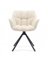 Riviera Maison Carnaby spisebordsstol med drejefod i metal og linned H82 cm - Sort/Off-white
