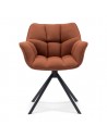 Riviera Maison Carnaby spisebordsstol med drejefod i metal og linned H82 cm - Sort/Brun
