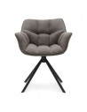 Riviera Maison Carnaby spisebordsstol med drejefod i metal og linned H82 cm - Sort/Mørk taupe
