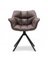 Riviera Maison Carnaby spisebordsstol med drejefod i metal og pellini læder H82 cm - Sort/Kaffebrun