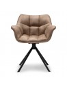 Riviera Maison Carnaby spisebordsstol med drejefod i metal og pellini læder H82 cm - Sort/Kamelbrun