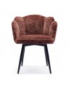 Riviera Maison Dauphine spisebordsstol med drejefod i metal og chenille H88 cm - Sort/Mørk rosa