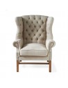 Riviera Maison Wing lænestol i træ og linned H113 cm - Brun/Naturgrå