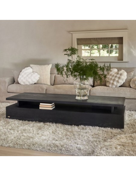 riviera maison sofabord eg egetræ træ opbevaring sort