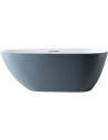 Fritstående badekar i solid stone 170 x 75 cm - Mat gråblå/Mat hvid