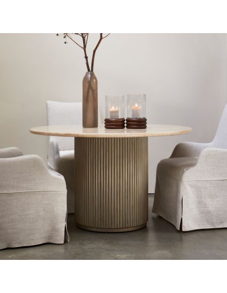 riviera maison rundt spisebord marmor sten travertin 130