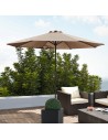 Parasol i stål og polyester Ø300 cm - Sort/Mørk beige