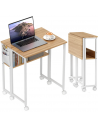 Computerbord på hjul i metal og møbelplade H75 x B63 x D21-50 cm - Hvid/Natur
